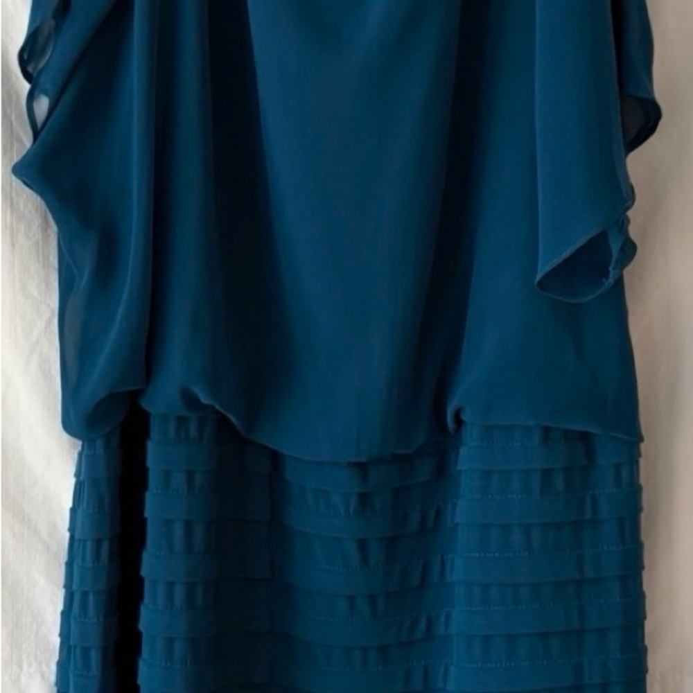 R&M Richards Teal Layered Midi Dress